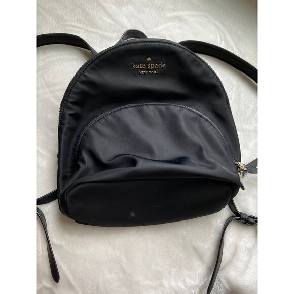 Kate Spade Nylon Mini Backpack Leather Straps 3 Sections Travel Career GUC - Picture 1 of 9